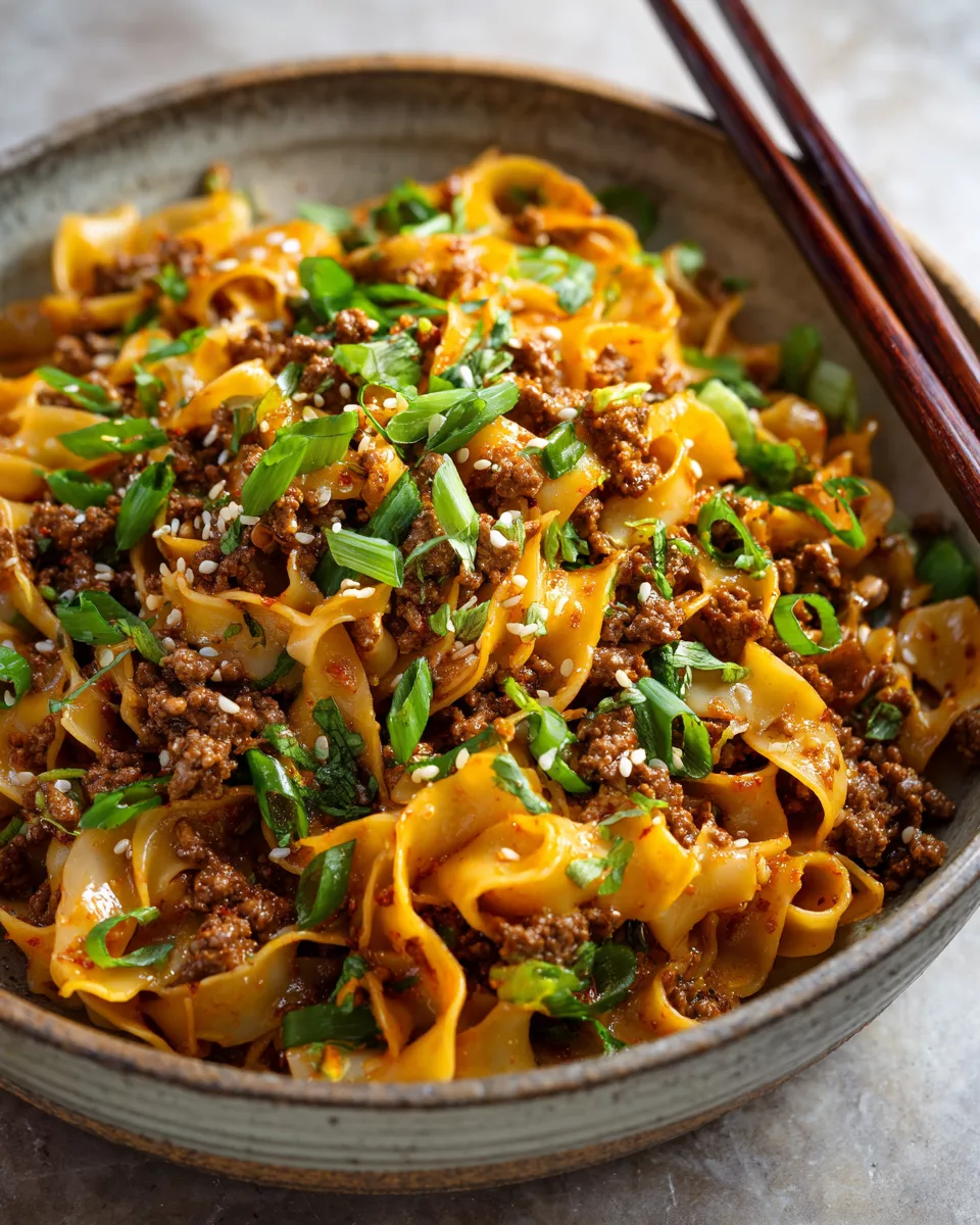 Easy Mongolian Ground Beef Noodles