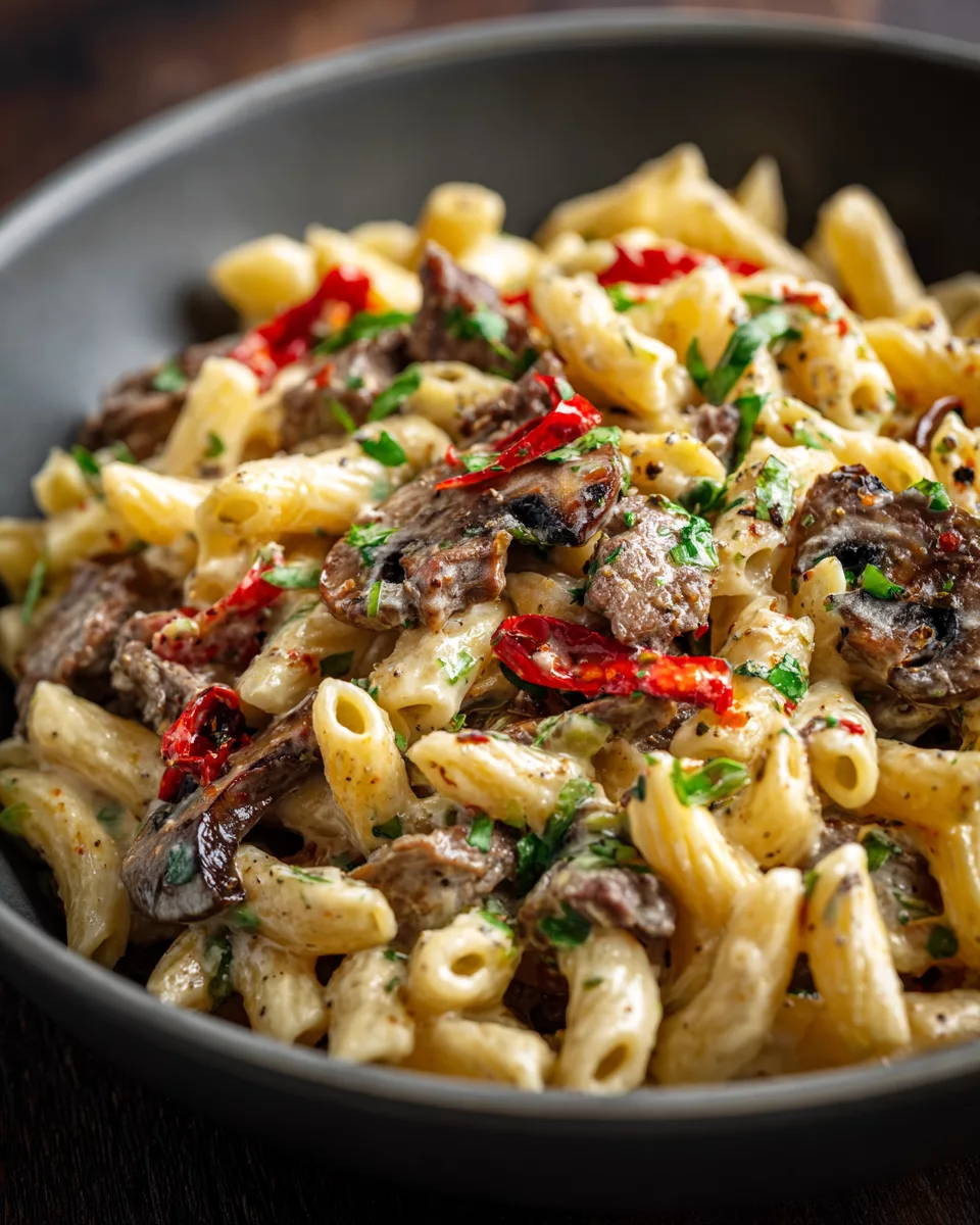 Philly Cheesesteak Creamy Pasta