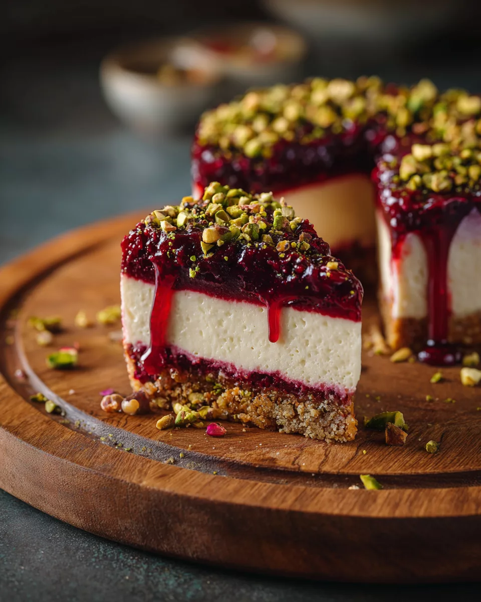 Beetroot Feta Cheesecake with Pistachios