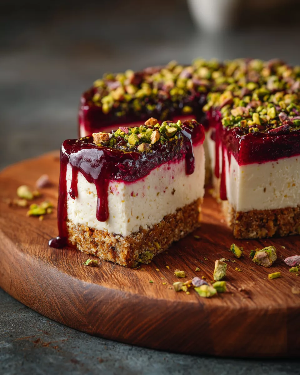 Beetroot Feta Cheesecake with Pistachios