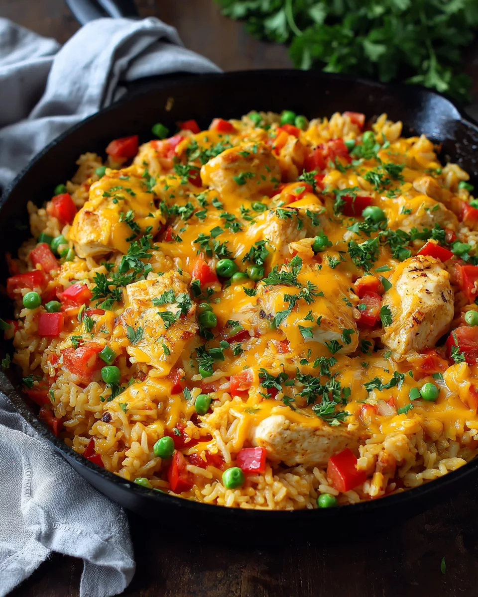 Cheesy Chicken & Rice Skillet