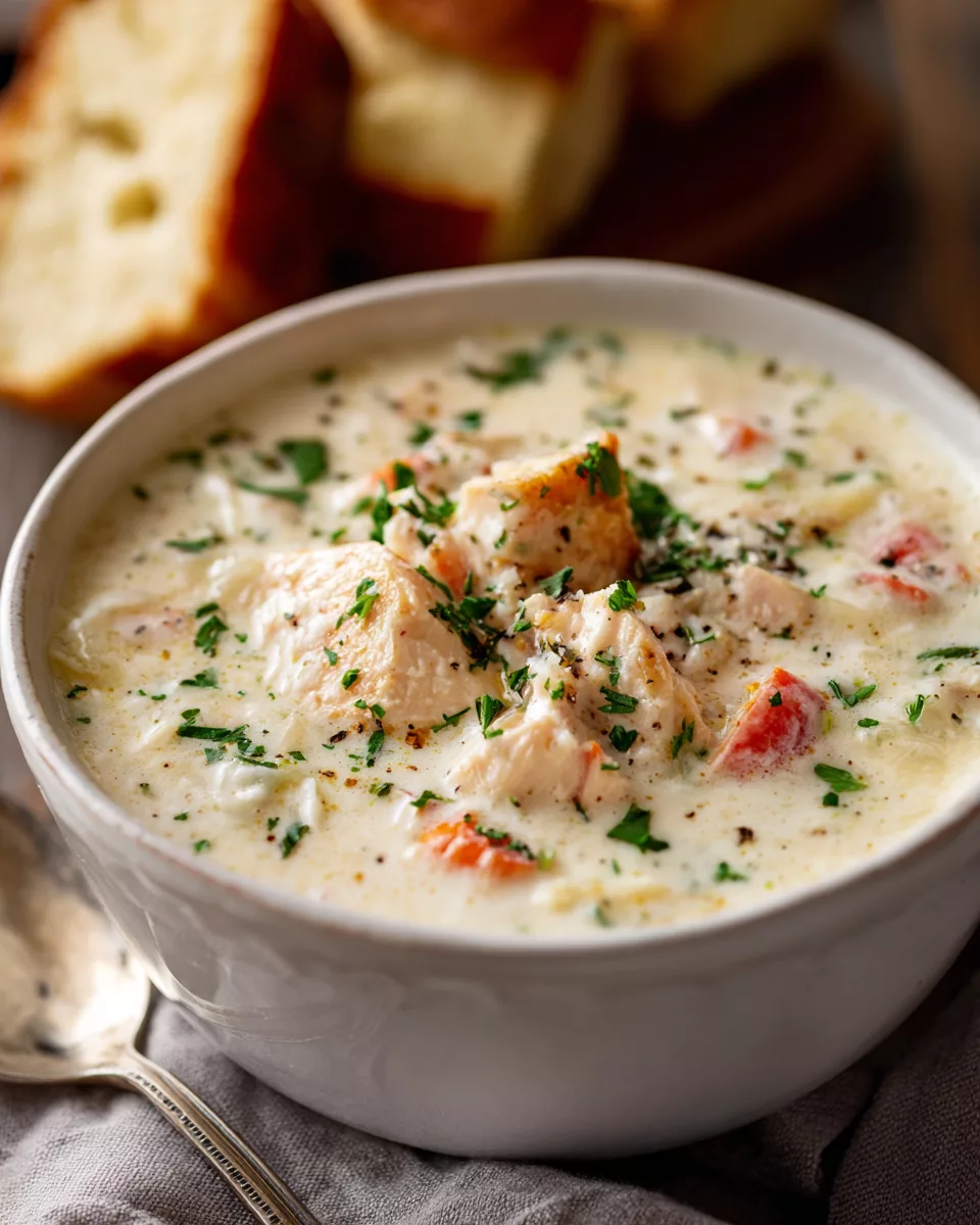 Creamy Parmesan Chicken Crockpot Soup