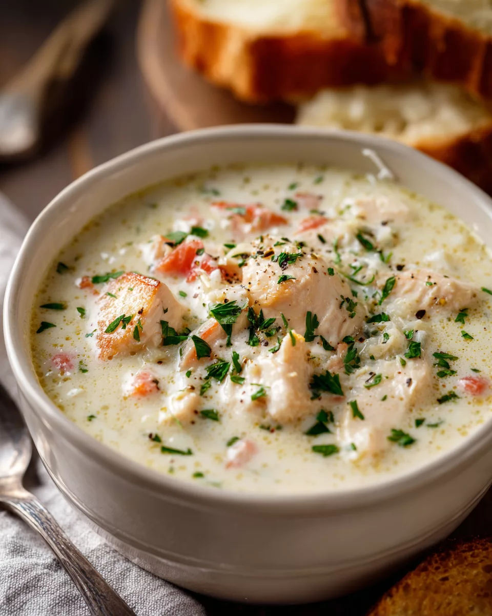 Creamy Parmesan Chicken Crockpot Soup