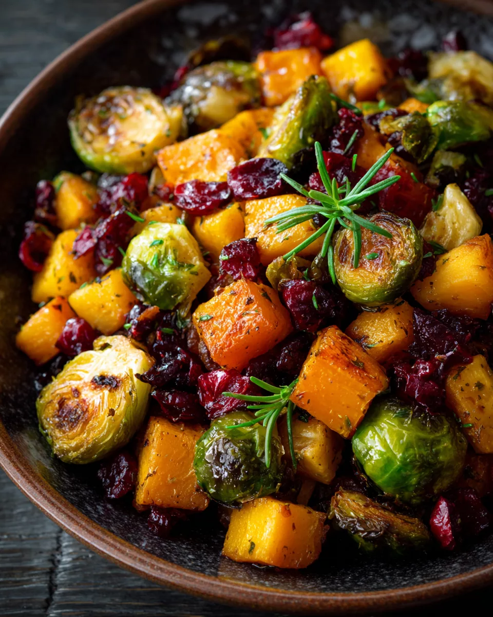 Brussels Sprouts & Butternut Squash with Cranberries