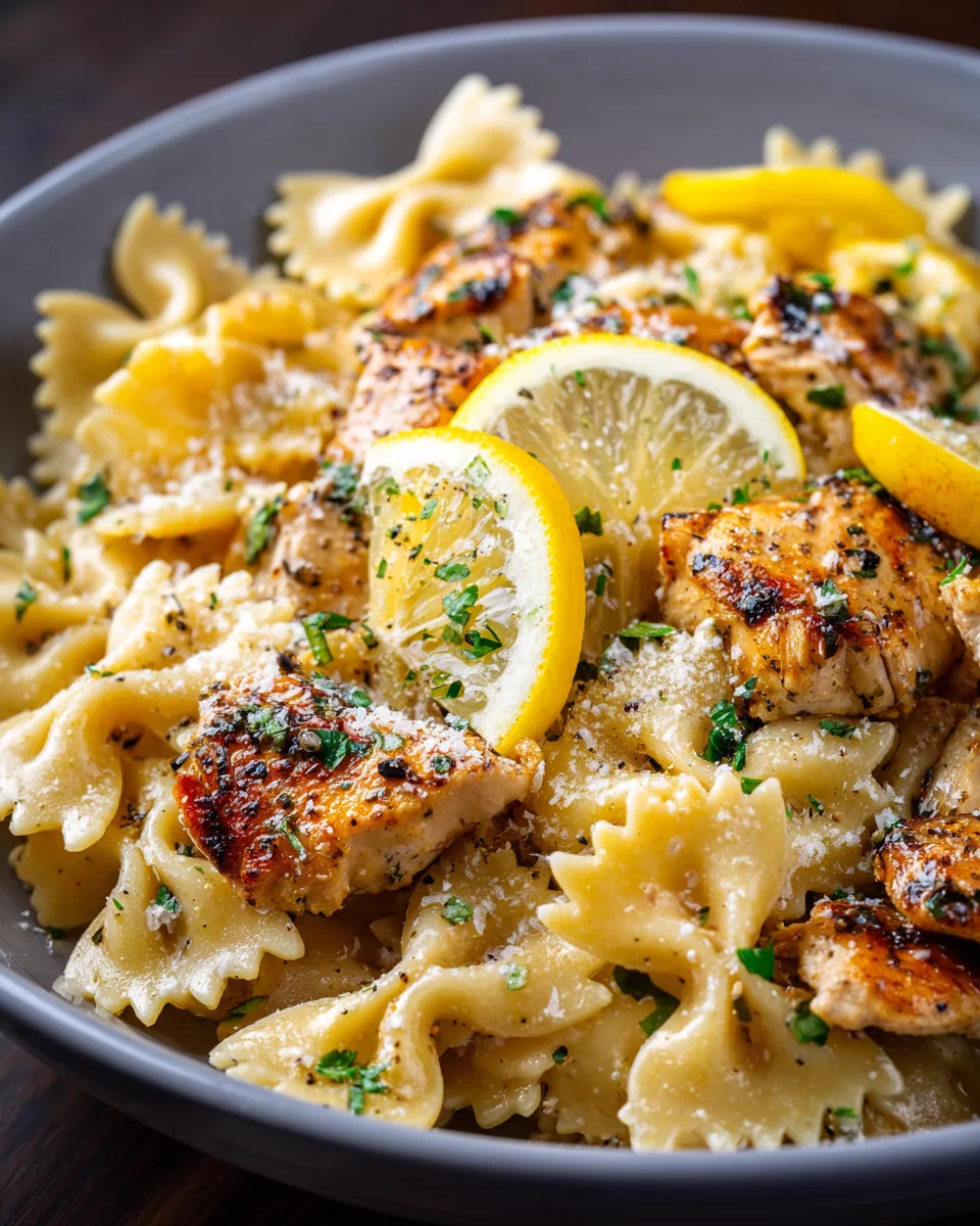 Lemon Garlic Bowtie Chicken Pasta