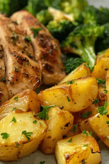 chicken breast and potatoes recipes with Broccoli and Cauliflower taken with iphone 15 pro max --iw 2 --ar 4:5 --v 6.0 --raw