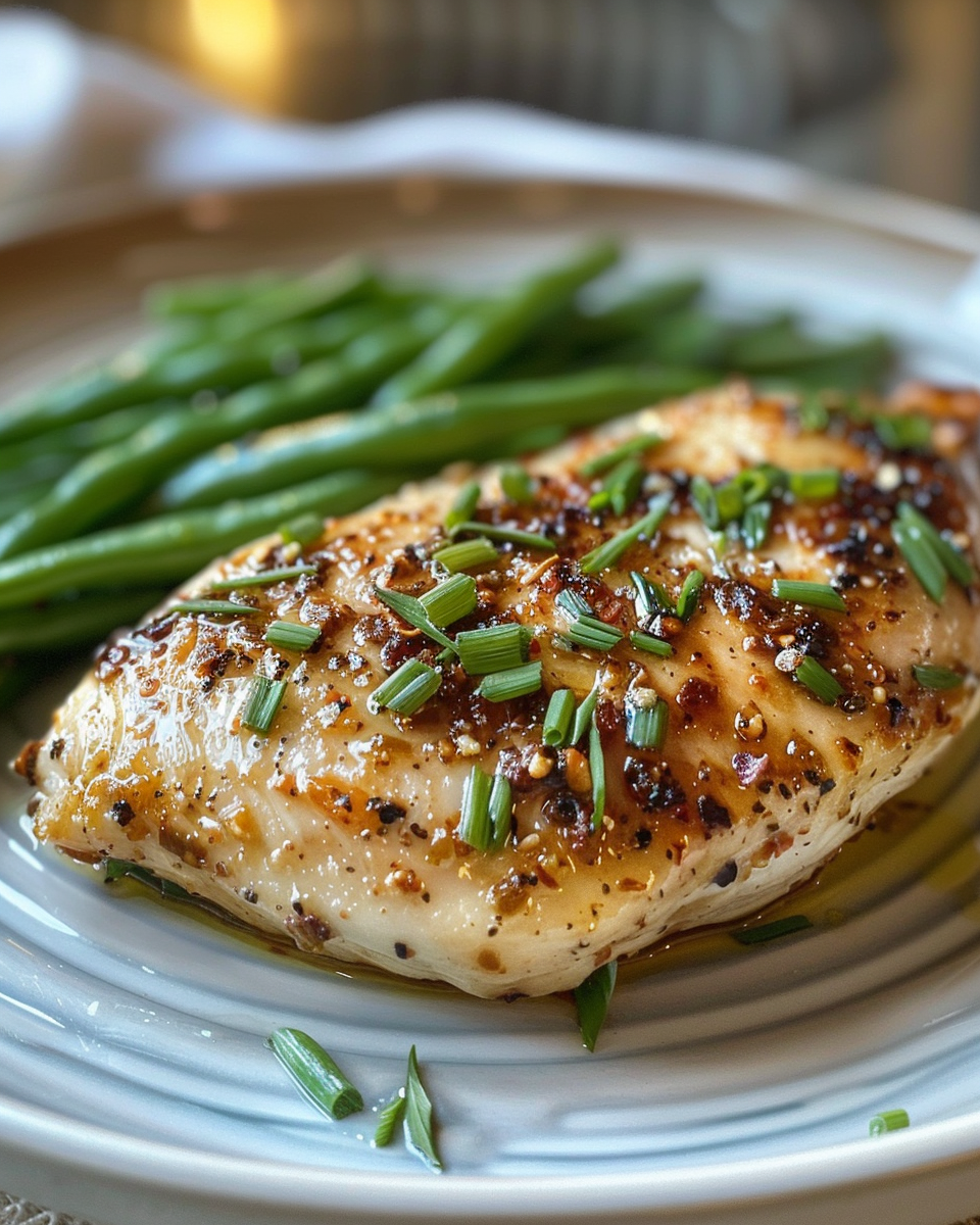 Ingredients layered in crock pot for chicken with green beans recipe