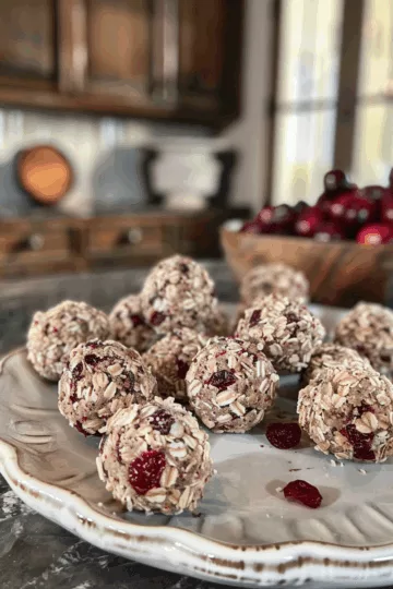 Goat Cheese & Cranberry Pecan Balls taken with iphone 15 pro max --iw 2 --ar 4:5 --v 6.0 --raw