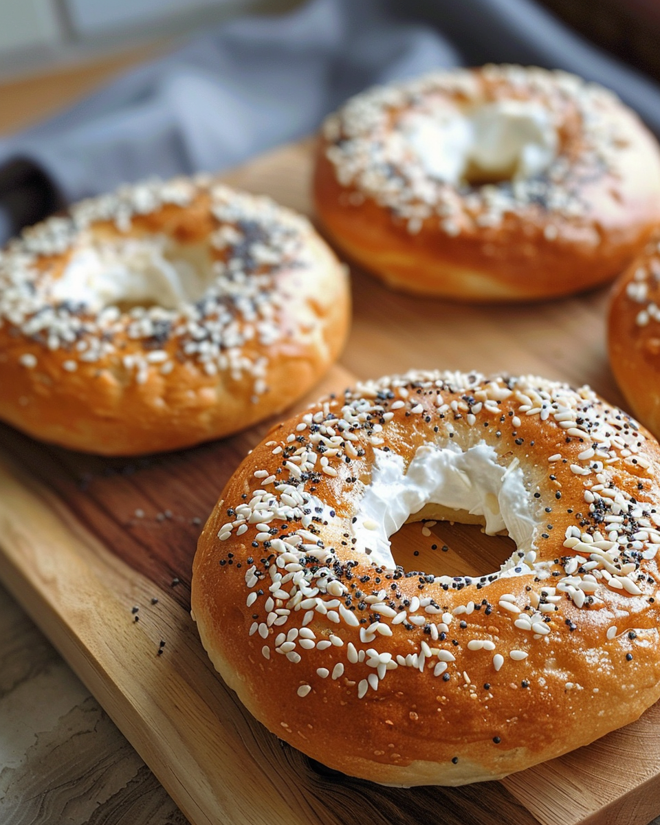 Golden brown Greek yogurt bagels served with creamy Greek yogurt dip