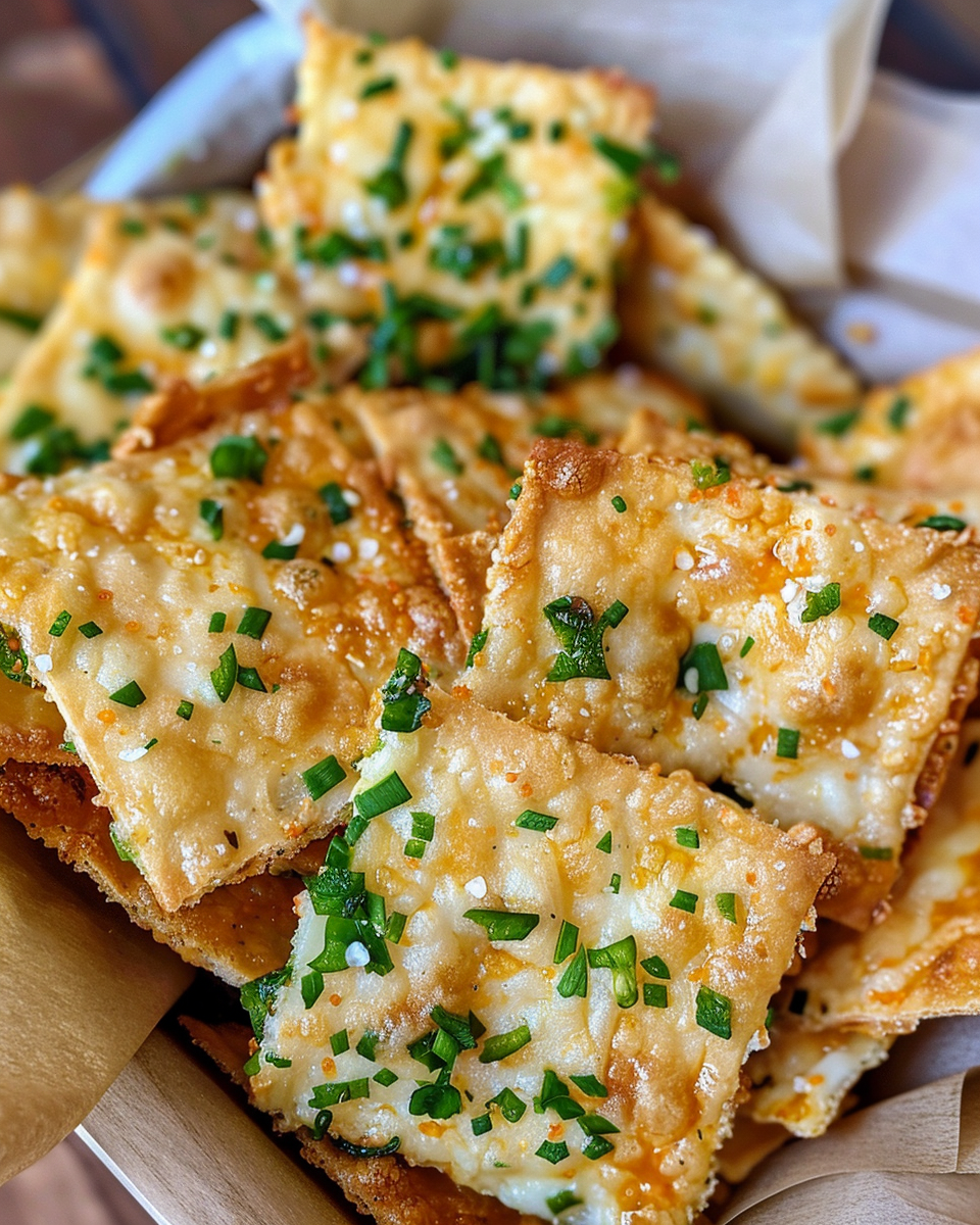 Golden crispy jalapeño cheese crisps served on a plate