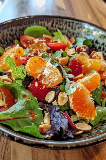 Mandarin Orange Salad taken with iphone 15 pro max --iw 2 --ar 4:5 --v 6.0 --raw