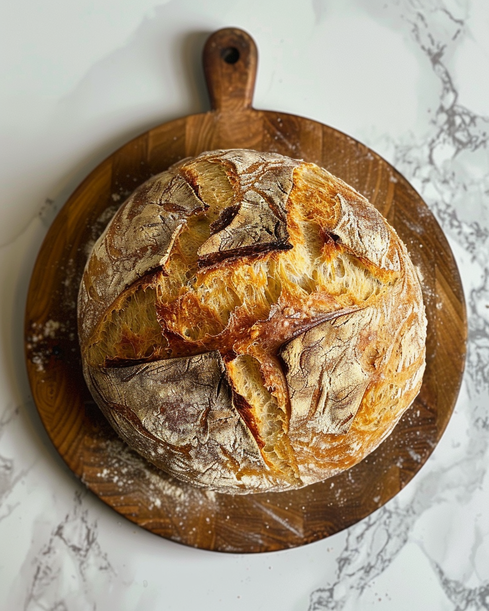 Mixing ingredients for no-knead sourdough bread with cumin and coriander