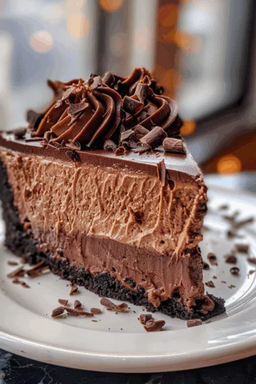 Triple Chocolate Cheesecake taken with iphone 15 pro max --iw 2 --ar 4:5 --v 6.0 --raw