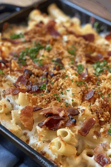 tuna casserole with Crispy Bacon taken with iphone 15 pro max --iw 2 --ar 4:5 --v 6.0 --raw