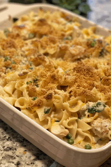 tuna noodle casserole with Grilled Chicken taken with iphone 15 pro max --iw 2 --ar 4:5 --v 6.0 --raw