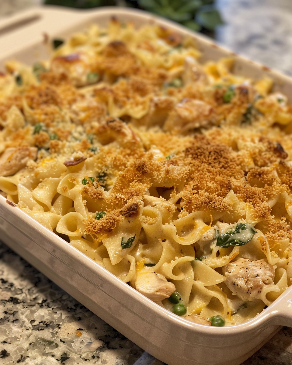 Close-up of bubbling tuna noodle casserole in pressure cooker showing steam and valve