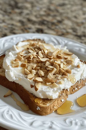 yogurt toast with Almonds and Honey taken with iphone 15 pro max --iw 2 --ar 4:5 --v 6.0 --raw