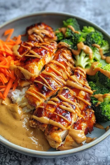 air fryer chicken breast with Spicy Peanut Sauce taken with iphone 15 pro max --iw 2 --ar 4:5 --v 6.0 --raw