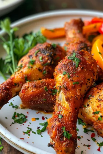 air fryer drumstick recipes with Roasted Bell Peppers taken with iphone 15 pro max --iw 2 --ar 4:5 --v 6.0 --raw