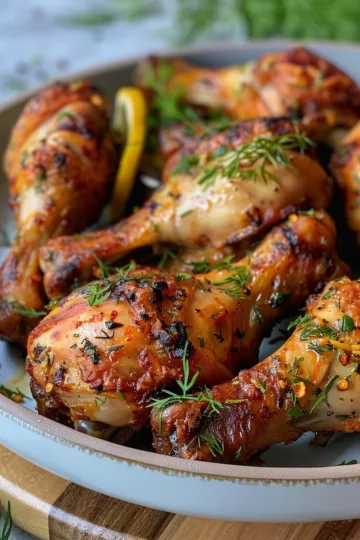 air fryer drumsticks with Dill and Lemon Zest taken with iphone 15 pro max --iw 2 --ar 4:5 --v 6.0 --raw