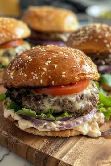 air fryer hamburgers with Ricotta Filling taken with iphone 15 pro max --iw 2 --ar 4:5 --v 6.0 --raw