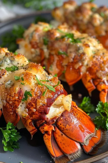 air fryer lobster tails with Blue Cheese taken with iphone 15 pro max --iw 2 --ar 4:5 --v 6.0 --raw