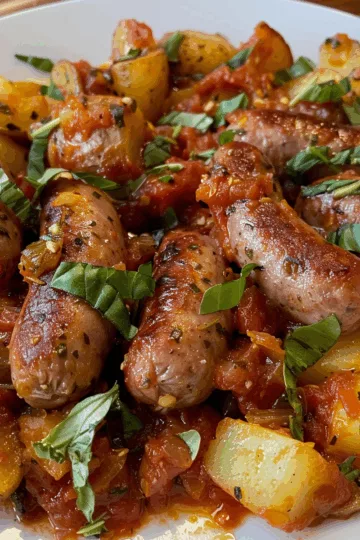 cabbage potatoes and sausage with Tomato Basil Sauce taken with iphone 15 pro max --iw 2 --ar 4:5 --v 6.0 --raw