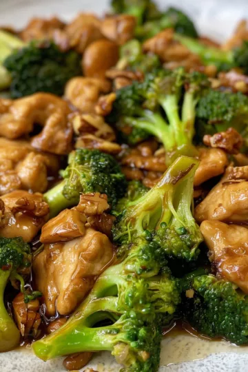 chicken and broccoli stir fry with Walnuts and Cinnamon taken with iphone 15 pro max --iw 2 --ar 4:5 --v 6.0 --raw