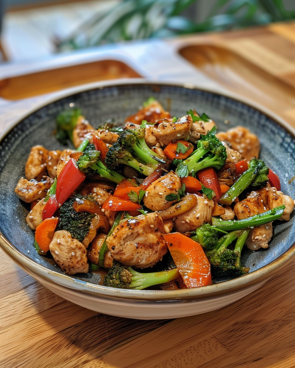 Cooking steps showing sautéed chicken and vegetables with spices in skillet