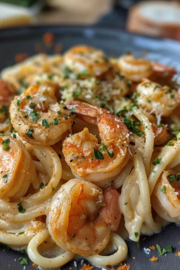 creamy cajun chicken pasta with Shrimp and Garlic Butter taken with iphone 15 pro max --iw 2 --ar 4:5 --v 6.0 --raw