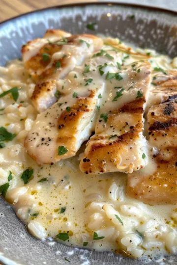 creamy chicken and rice with Grilled Chicken taken with iphone 15 pro max --iw 2 --ar 4:5 --v 6.0 --raw
