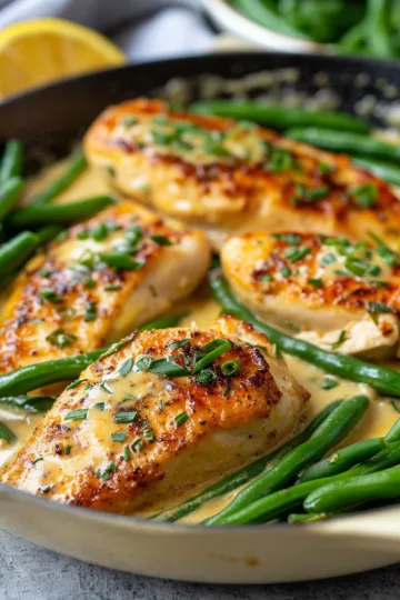 creamy chicken recipes with Green Beans taken with iphone 15 pro max --iw 2 --ar 4:5 --v 6.0 --raw