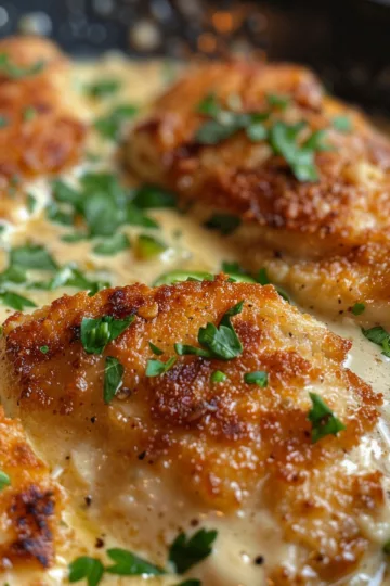 creamy garlic parmesan chicken with Turkey Slices taken with iphone 15 pro max --iw 2 --ar 4:5 --v 6.0 --raw
