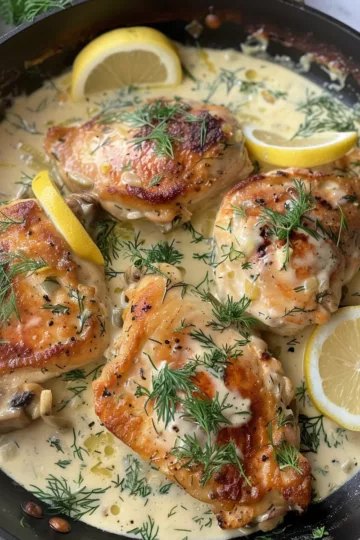 creamy italian chicken with Dill and Lemon Zest taken with iphone 15 pro max --iw 2 --ar 4:5 --v 6.0 --raw