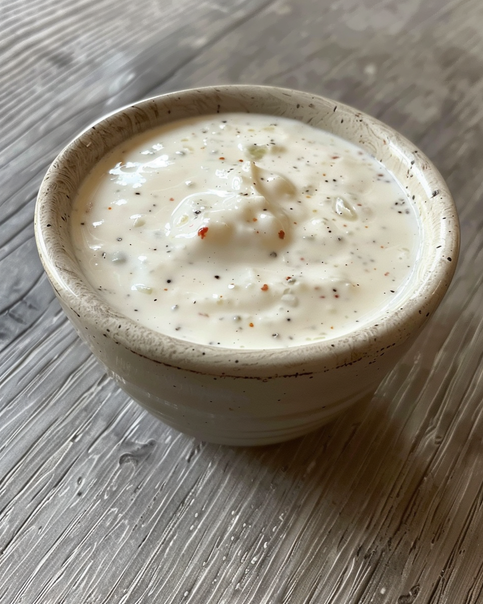 Ingredients arranged for creamy Italian dressing including almonds, herbs, garlic, and shallots