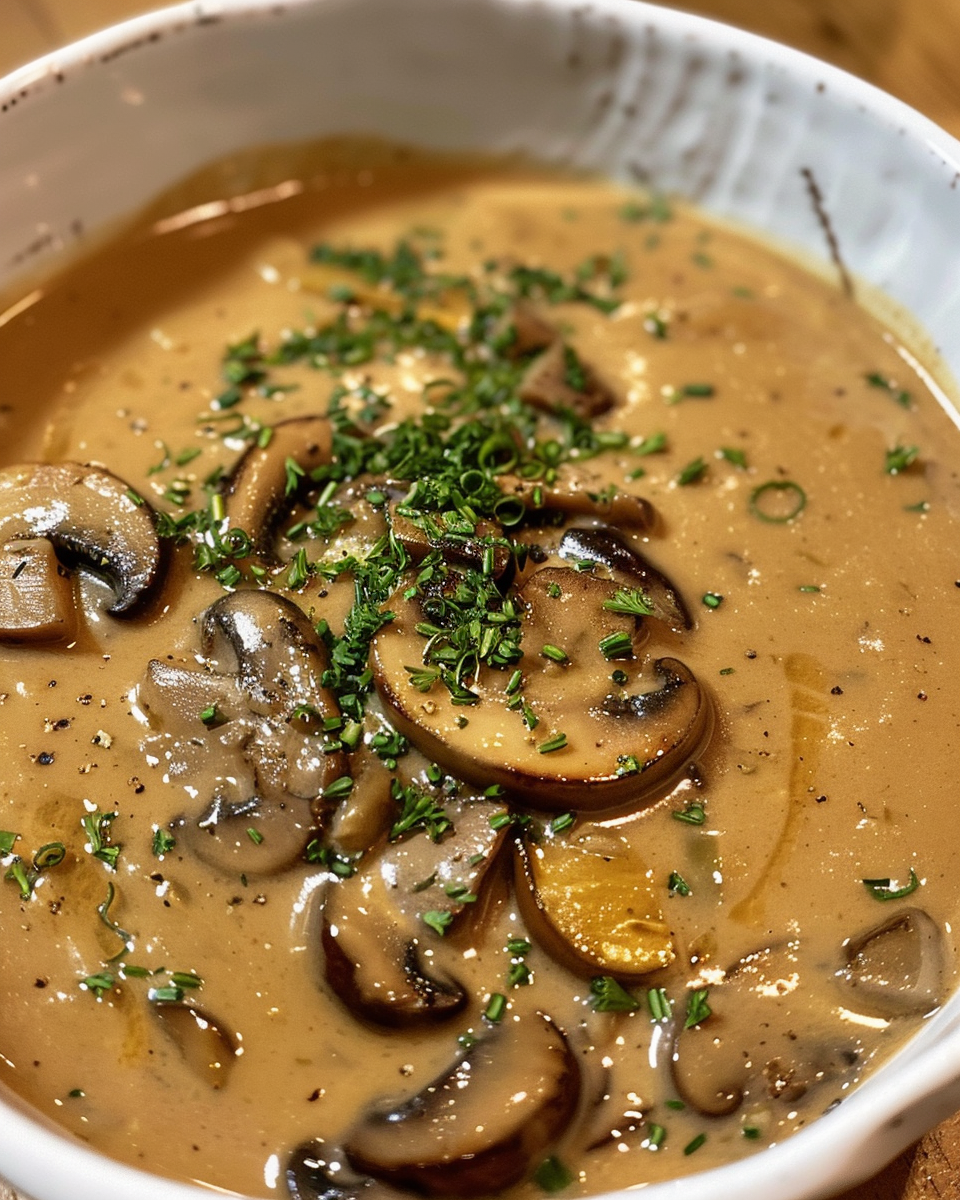 Creamy roasted red pepper soup bubbling in pot with steam