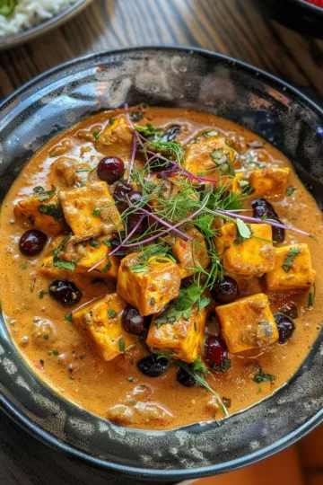 paneer tikka masala with Berries Mix taken with iphone 15 pro max --iw 2 --ar 4:5 --v 6.0 --raw