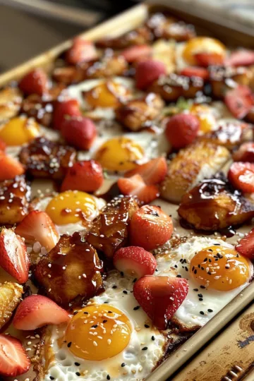 sheet pan breakfast with Teriyaki Glaze taken with iphone 15 pro max --iw 2 --ar 4:5 --v 6.0 --raw