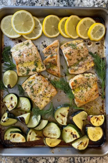 sheet pan meal prep with Dill and Lemon Zest taken with iphone 15 pro max --iw 2 --ar 4:5 --v 6.0 --raw
