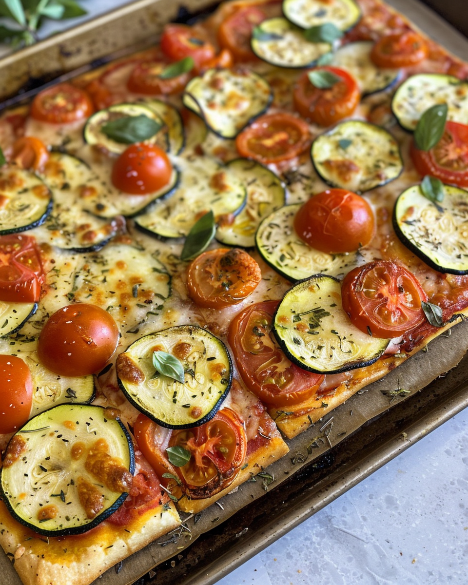 Ingredients including chicken, zucchini slices, and cherry tomatoes for pressure cooker meal