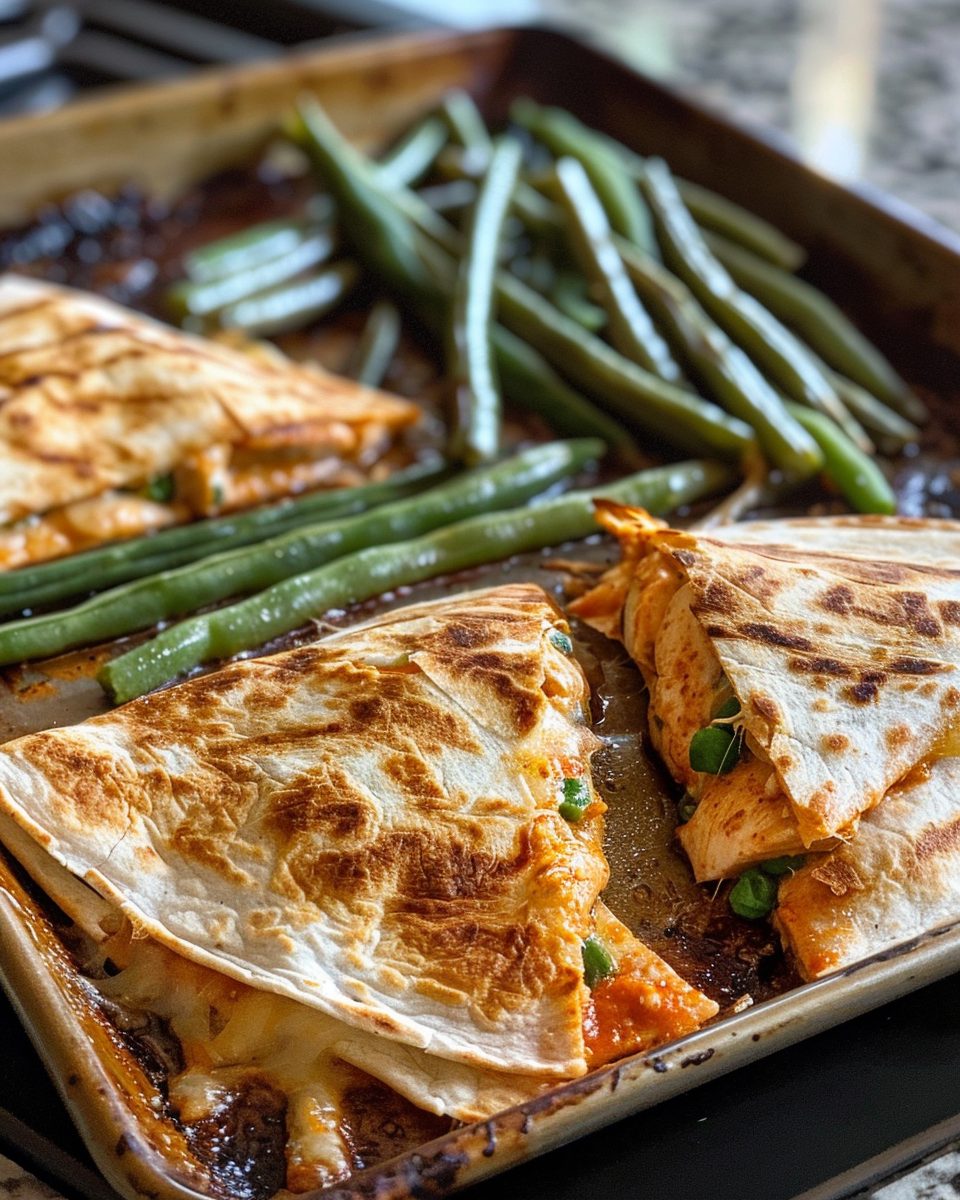 Ingredients mixed for sheet pan quesadilla chicken filling