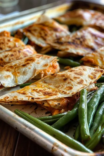 sheet pan quesadillas chicken with Green Beans taken with iphone 15 pro max --iw 2 --ar 4:5 --v 6.0 --raw