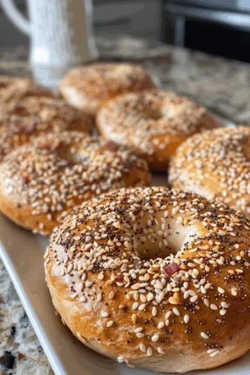 sourdough bagels recipe with Crispy Bacon taken with iphone 15 pro max --iw 2 --ar 4:5 --v 6.0 --raw