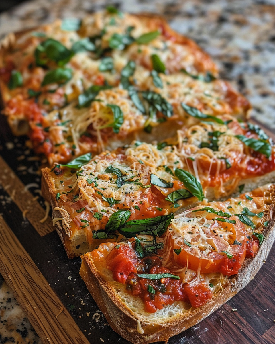 Served sourdough bruschetta topped with tomato basil mixture and ricotta