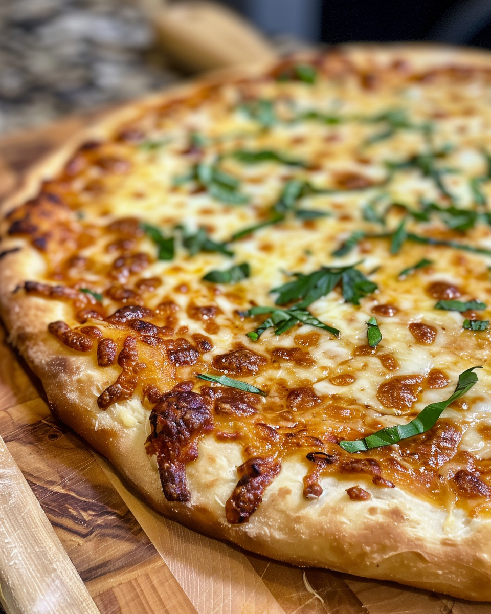 Golden sourdough pizza dough in pressure cooker with bubbling sauce