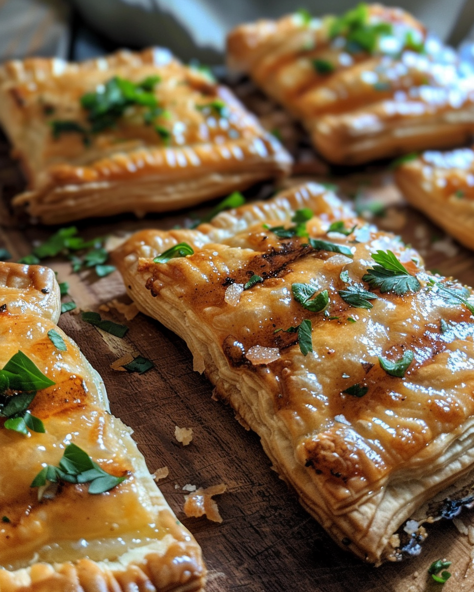 Golden baked sourdough pop tarts plated ready to enjoy with powdered sugar glaze