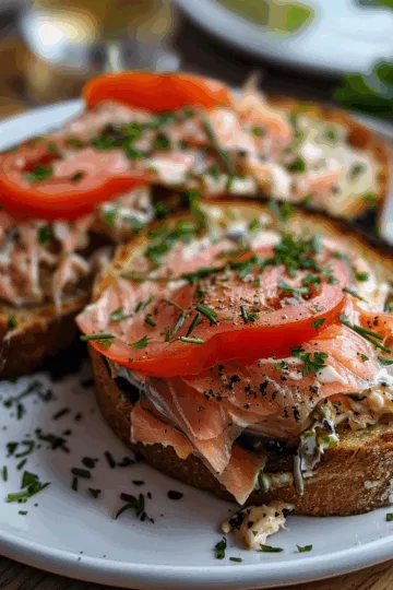 tuna melt with Smoked Salmon taken with iphone 15 pro max --iw 2 --ar 4:5 --v 6.0 --raw