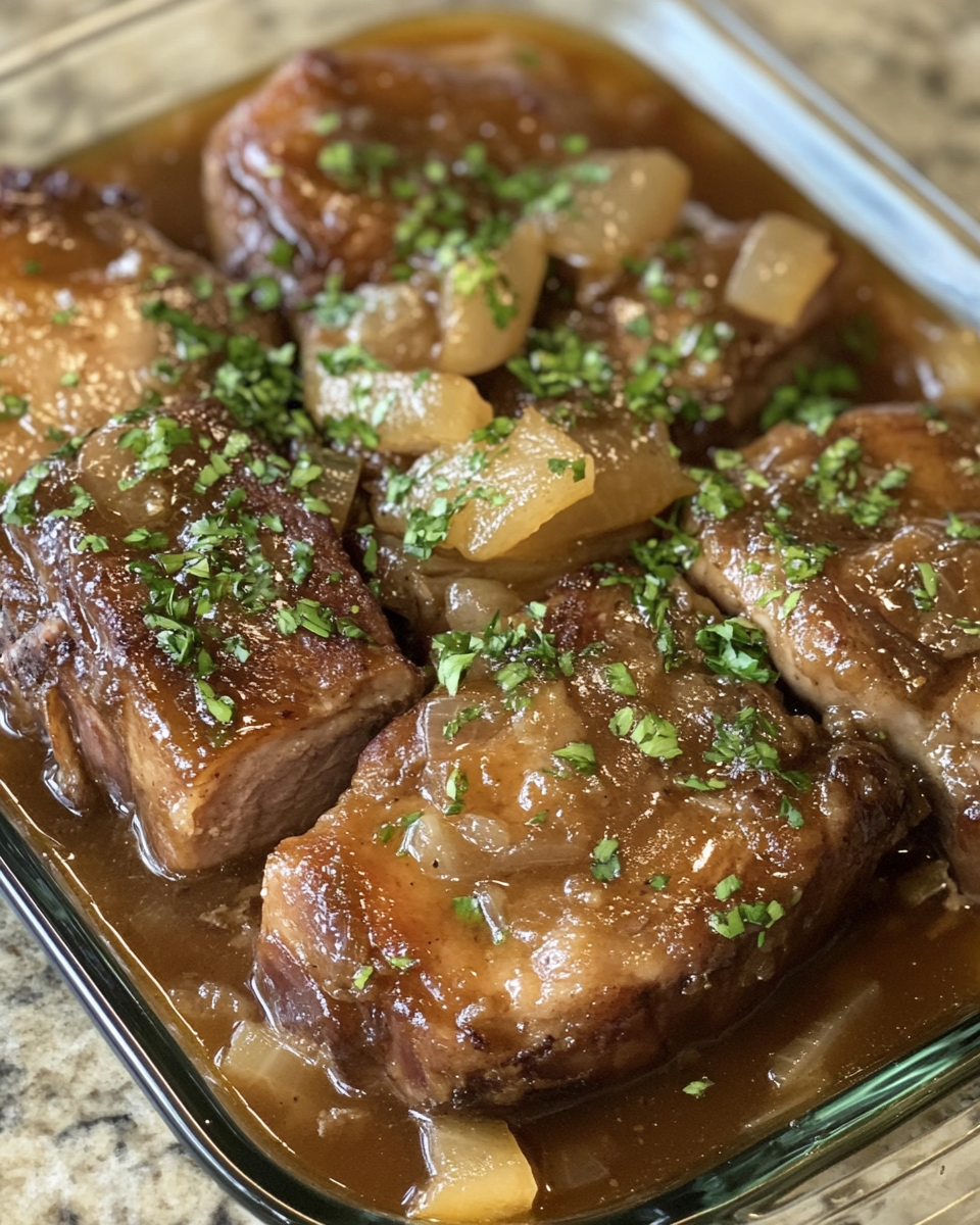 Close-up of apple cider braised pork shoulder cooking with steam from pressure cooker valve
