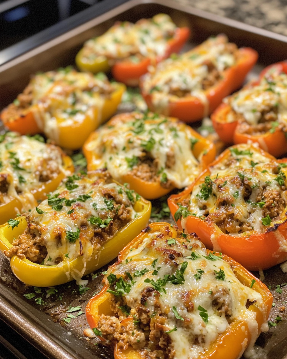 Italian nachos with ricotta filling and bell peppers served on a plate