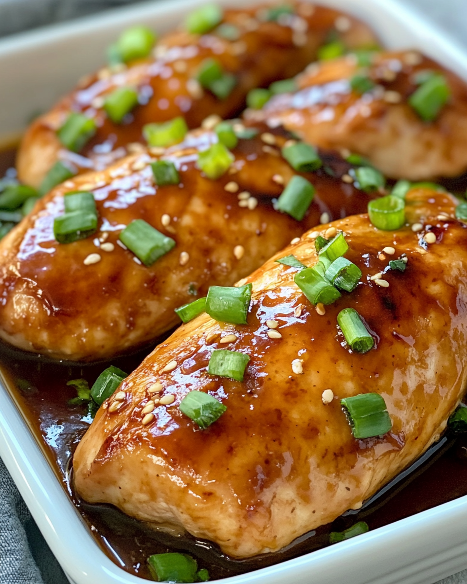 Ingredients arranged for teriyaki chicken including soy sauce, garlic, and spices